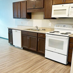 Broadway Circle apartment kitchen area